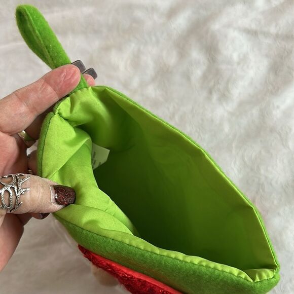 Christmas Stocking Red and Green with Santa Belt HoHoHo Lined Hanger - Picture 5 of 7